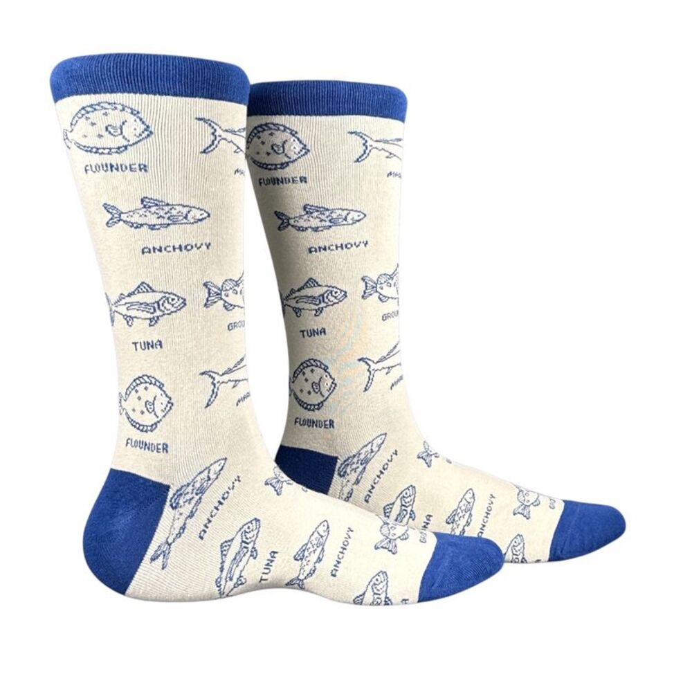 Vintage Fish With Names Socks Funny Fishing Footwear For Men